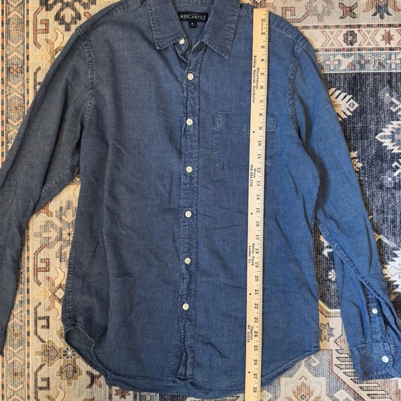 J. Crew Mercantile Blue Button Down Long Sleeve 100% Cotton Short Men’s Medium - Picture 10 of 11